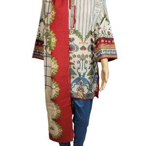 Almirah Junaid Jamshed Pakistani Ready-Made 3P Cotton Kurti Pant Dupatta XS/40"